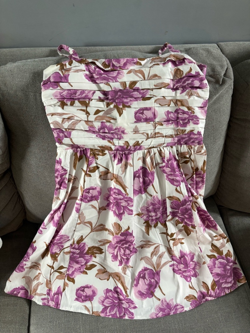 Abercrombie & Fitch White Dress with Purple Floral Print